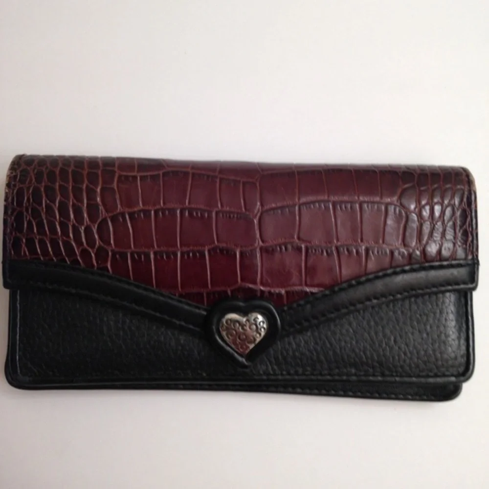 Brighton black brown croc embossed leather wallet